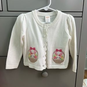 Gymboree Girls Embroidered Easter Bunny Baskets Cardigan, White, 18-24 Months